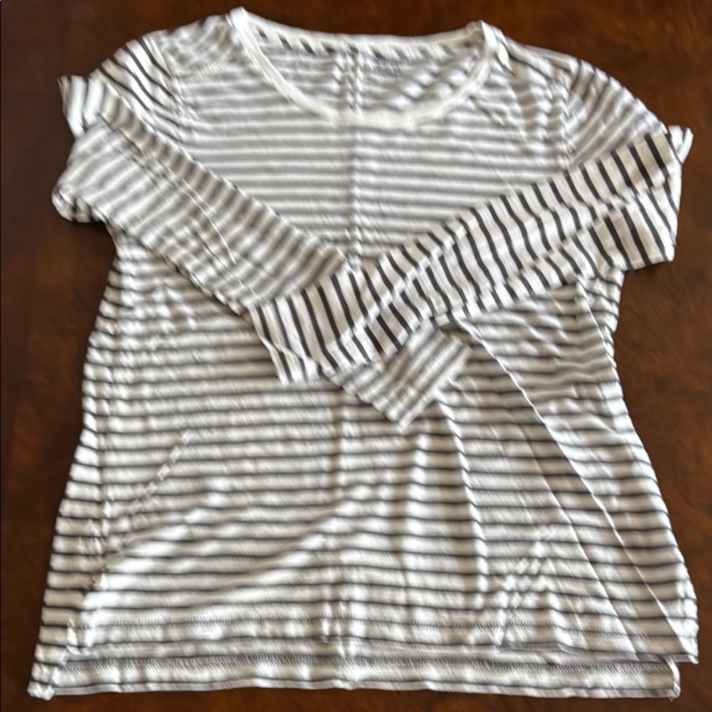Madewell White and Black Striped Long Sleeve Tee